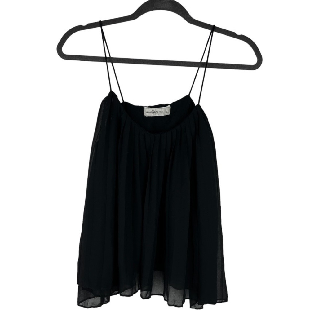 Abercrombie & Fitch Womens Black Pleated Lined Crop Tank Top Blouse Size S